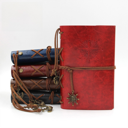 2-Pack A7 Nautical Vintage PU Leather Student Notebook - Pirate Style Strapped Diary with 150 Pages of Refillable Kraft Paper(Grass Green) - Product image 2