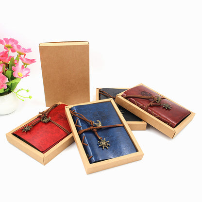 2-Pack A7 Nautical Vintage PU Leather Student Notebook - Pirate Style Strapped Diary with 150 Pages of Refillable Kraft Paper(Grass Green) - Product image 3