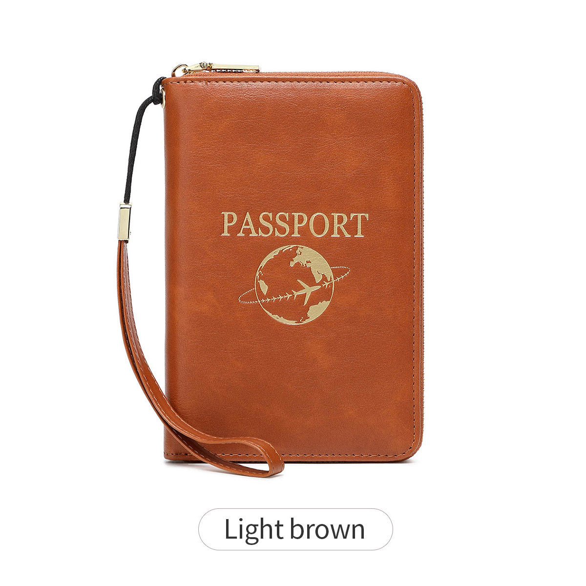 Light Brown RFID Blocking Travel Passport Holder - Multi