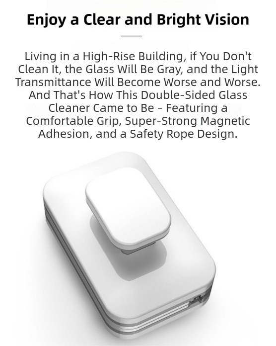 One Pair Magnetic Double-Sided Window Cleaner for 3-10mm Glass - Professional Glass Scrubber with 8X Strong Suction Power & Safety Rope - Product image 2