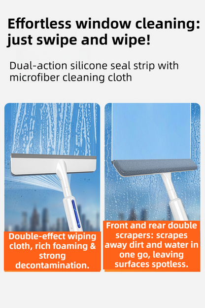 3-in-1 Spray Window Squeegee with 35cm Clean-Panel & 115cm Extension Pole - Multi-functional Spray, Scrub & Squeegee Tool with 3 Microfiber Cloths - Product image 3