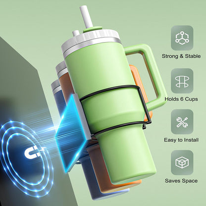 Drill-Free Magnetic Cup Organizer with Dedicated Lid Hook - Heavy Duty Carbon Steel Side Rack for Stanley Tumblers - Product image 2