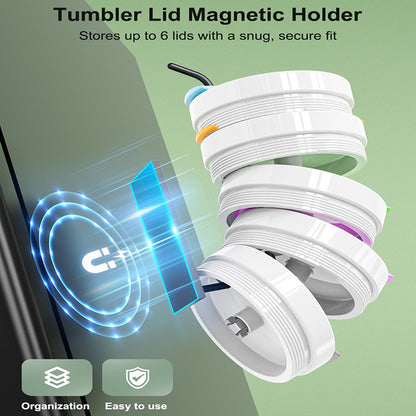 Drill-Free Magnetic Cup Organizer with Dedicated Lid Hook - Heavy Duty Carbon Steel Side Rack for Stanley Tumblers - Product image 3