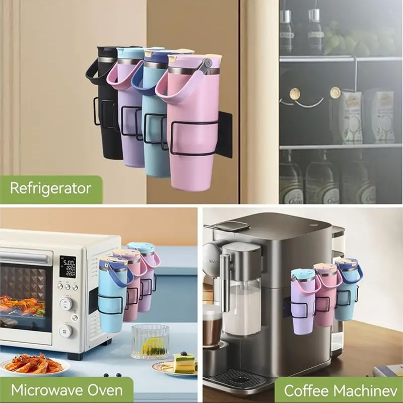 Drill-Free Magnetic Cup Organizer with Dedicated Lid Hook - Heavy Duty Carbon Steel Side Rack for Stanley Tumblers - Product image 5