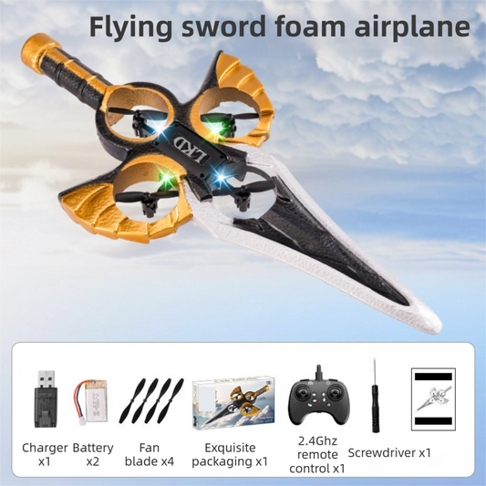 L36 Remote Control Flying Stunt Sword with 360° Flip & One-Key Takeoff - Fully Guarded Propellers and LED Night Lights for Safety & 4-Turbofan High Power Motor (2 Battery Included) - Main product image
