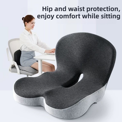 Black-Grey Ergonomic Memory Foam Seat Cushion & Lumbar Support(44x42x32CM) - Relieves Sciatica & Corrects Posture with Breathable Cover - Product image 4