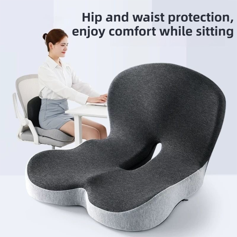 Black Ergonomic Memory Foam Seat Cushion & Lumbar Support(44x42x32CM) - Relieves Sciatica & Corrects Posture with Breathable Cover - Product image 4
