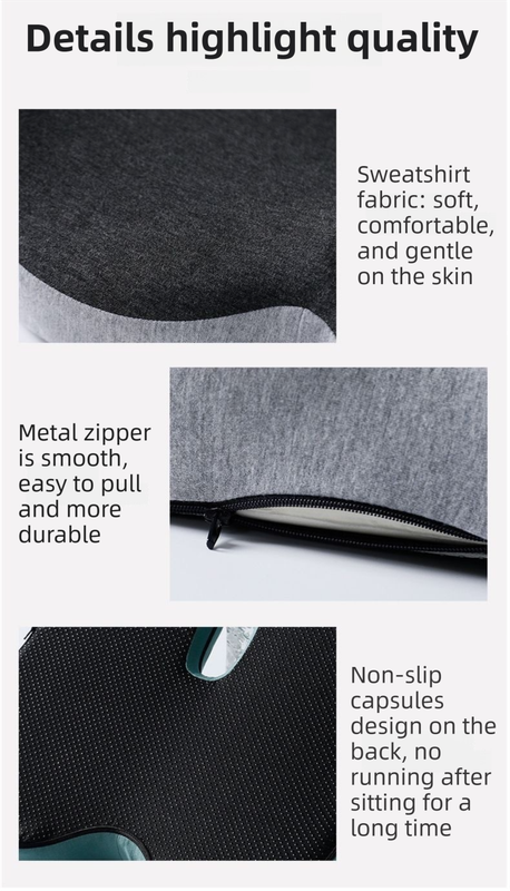 Black Ergonomic Memory Foam Seat Cushion & Lumbar Support(44x42x32CM) - Relieves Sciatica & Corrects Posture with Breathable Cover - Product image 6
