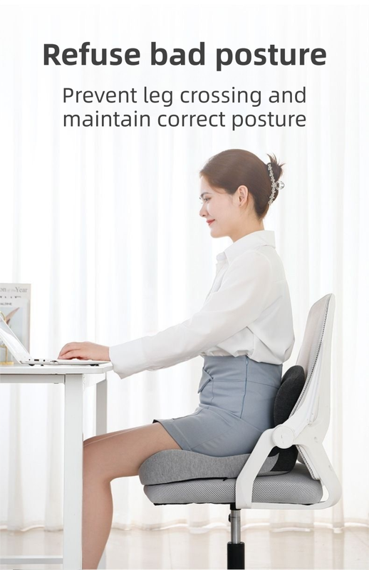 Black Ergonomic Memory Foam Seat Cushion & Lumbar Support(44x42x32CM) - Relieves Sciatica & Corrects Posture with Breathable Cover - Product image 7