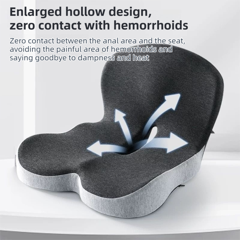 Grey Ergonomic Memory Foam Seat Cushion & Lumbar Support(44x42x32CM) - Relieves Sciatica & Corrects Posture with Breathable Cover - Product image 5
