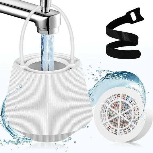 White Hanging Bathtub Water Purifier with 8-15 Stage Ceramic Filter Core - Removes Chlorine, Scale & Heavy Metals, Easy Installation - Main product image