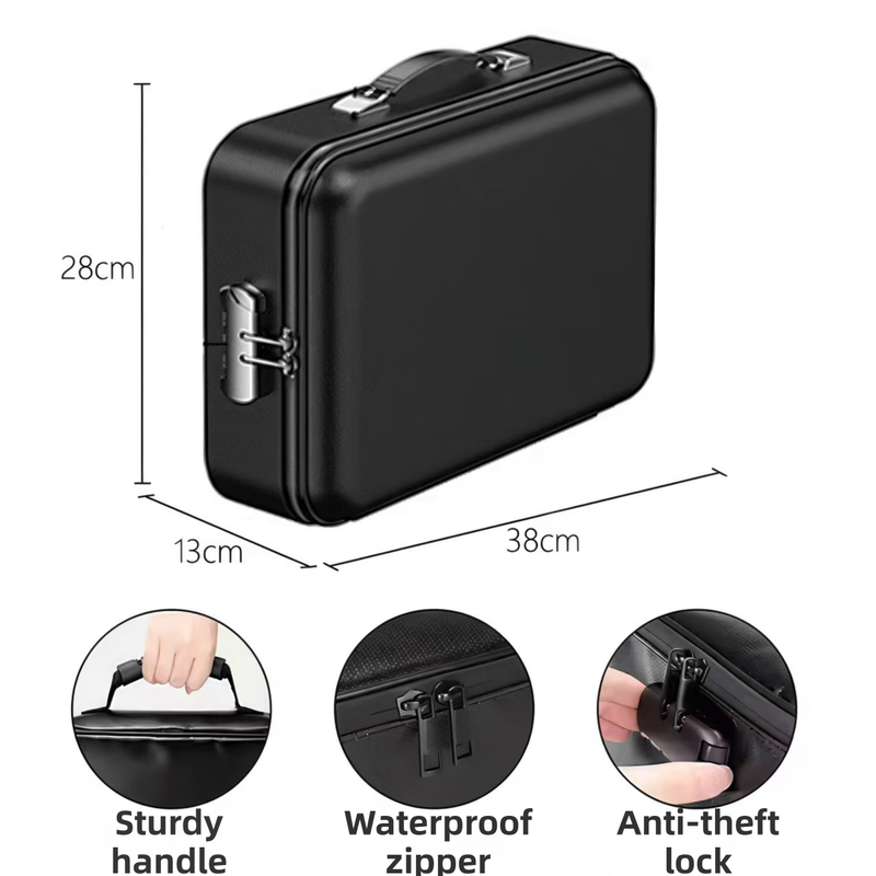 3-Layer Fireproof & Waterproof File Organizer Box(38x28x13CM) with Security Lock - EVA Muti-Functional Safety Briefcase for Certificates, Passports & Valuables - Product image 5