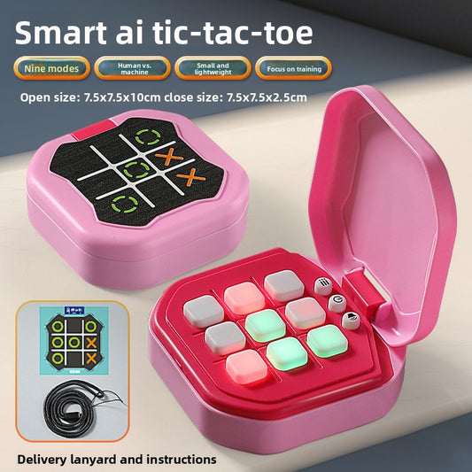 2 Pack Pink AI Tic-Tac-Toe Handheld Game Electronic Logic Training Machine with 9 Game Modes and Light-up Buttons for Kids Age 3+ Australian Home Travel - Main product image