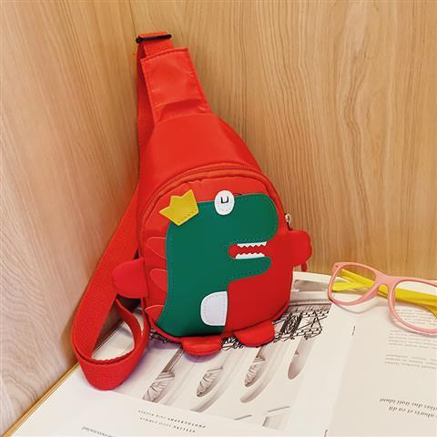 Red Kids Cartoon Dinosaur Chest Bag Cute Lightweight Nylon Crossbody Shoulder Pack for Toddlers Outings and Travel New Arrival Gift - Main product image