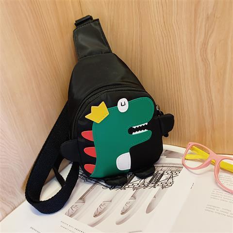 Black Kids Cartoon Dinosaur Chest Bag Cute Lightweight Nylon Crossbody Shoulder Pack for Toddlers Outings and Travel New Arrival Gift - Main product image