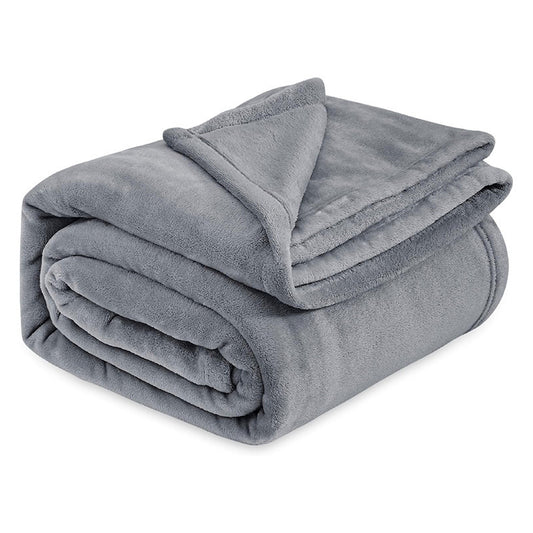 Grey Ultra-Soft Coral Fleece Blanket – Lightweight Summer Throw for Office Naps, Air Conditioning, and Cozy Home Use(180*200cm) - Main product image