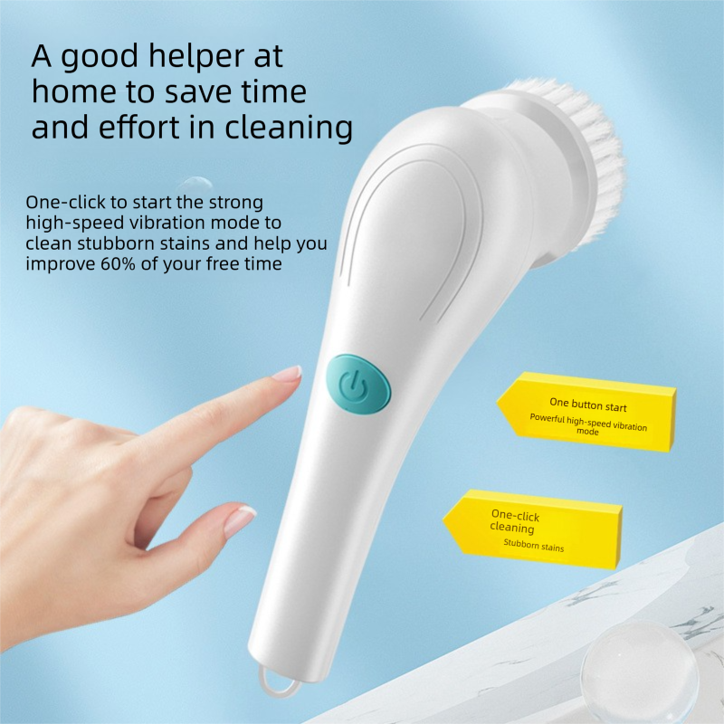 Electric Cleaning Brush with 5 Replaceable Heads – Waterproof, Rechargeable Kitchen Scrubber for Dishes, Surfaces & Deep Cleaning - Product image 2