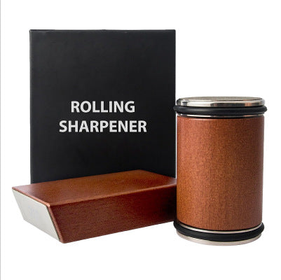 Brown Rolling Knife Sharpener Set with Diamond Discs and Magnetic Base 15 and 20 Degree Angles for Precision Kitchen Knife Maintenance in Australian Homes - Main product image