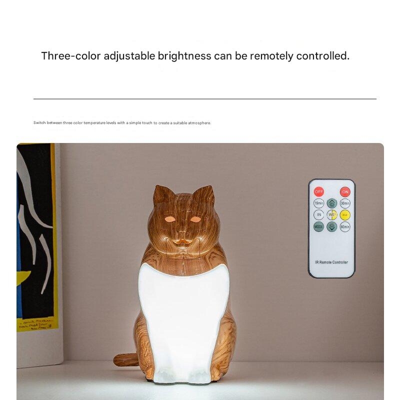 Grey Lucky Cat Rechargeable Desk Lamp with Sound and Aromatherapy Function Remote Control Eye Care Night Light for Local Home Bedroom and Modern Living Areas - Product image 2