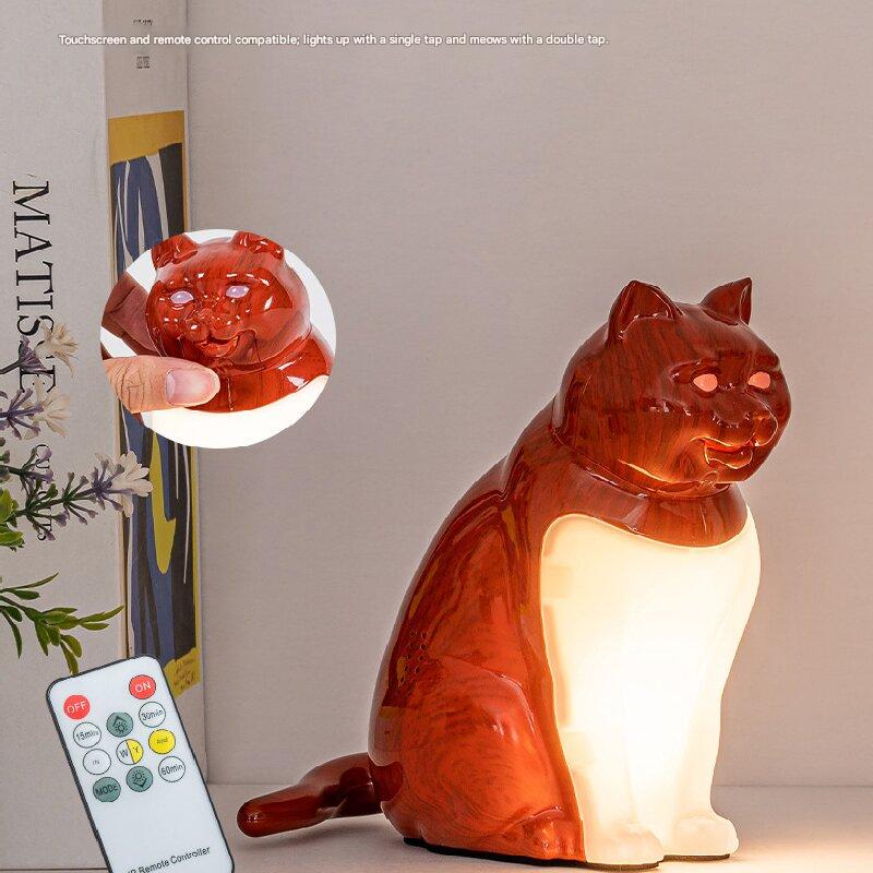 Grey Lucky Cat Rechargeable Desk Lamp with Sound and Aromatherapy Function Remote Control Eye Care Night Light for Local Home Bedroom and Modern Living Areas - Product image 5