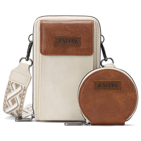 Women's Crossbody Phone Bag with Coin Pouch PU Leather Shoulder Purse Adjustable Wide Strap for Travel & Daily Use White &