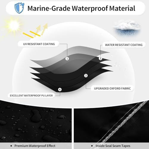 14-16ft Waterproof Boat Cover Trailerable V-Hull Runabout UV Resistant Marine Grade Storage Tarp with Straps (Black, 530cm x 290cm) - Product image 3