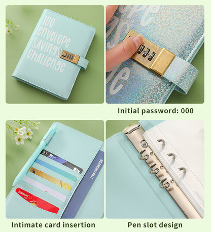 100 Envelope Savings Challenge Binder with Password Lock A5 Cash Stuffing Budget Planner Book Money Organizer for Couples (Purple) - Product image 3