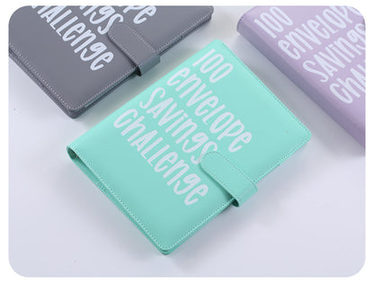 100 Envelope Savings Challenge Binder A5 Budget Planner Book PU Leather Cash Stuffing Money Organiser with Magnetic Closure & Tracker (Black) - Product image 4