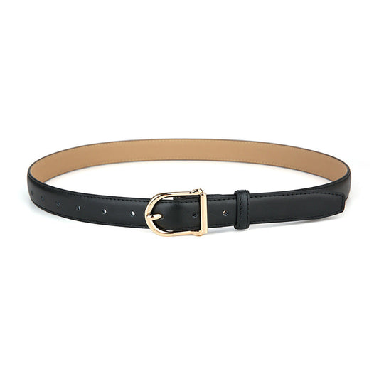 Women's Genuine Leather Thin Belt 2.3cm Width Minimalist Gold D