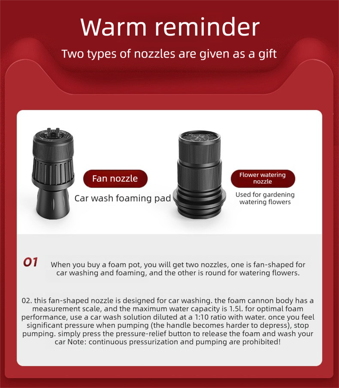 Black 2L Handheld Car Wash Foam Sprayer Pump Action Pressure Cannon with 2 Nozzles for Auto Detailing and Garden Watering Heavy Duty 55 Degree Fan Spray - Product image 2