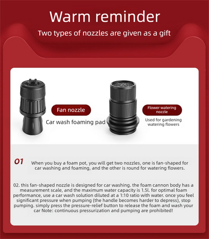 Black 2L Handheld Car Wash Foam Sprayer Pump Action Pressure Cannon with 2 Nozzles for Auto Detailing and Garden Watering Heavy Duty 55 Degree Fan Spray - Product image 2