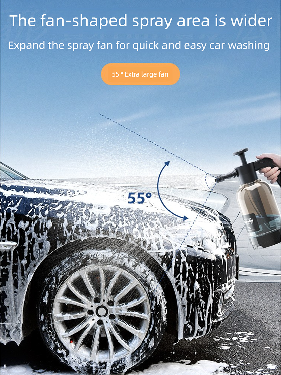 Black 2L Handheld Car Wash Foam Sprayer Pump Action Pressure Cannon with 2 Nozzles for Auto Detailing and Garden Watering Heavy Duty 55 Degree Fan Spray - Product image 7
