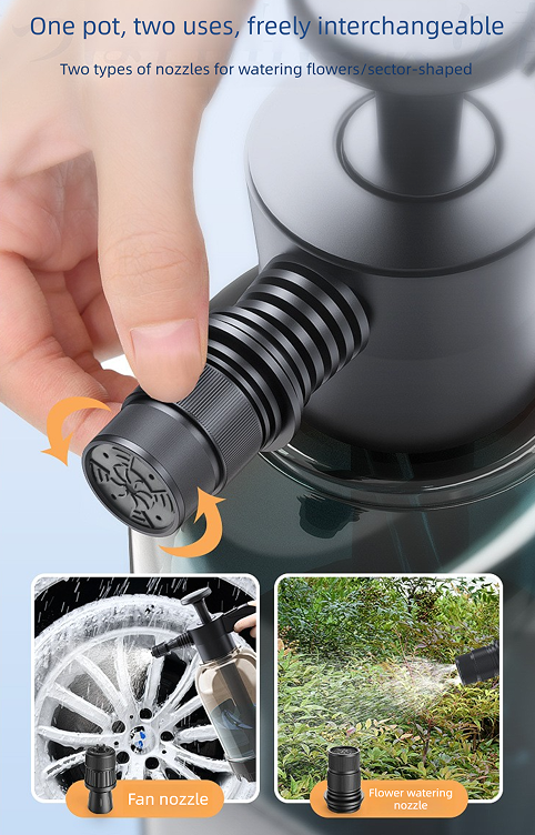 Black 2L Handheld Car Wash Foam Sprayer Pump Action Pressure Cannon with 2 Nozzles for Auto Detailing and Garden Watering Heavy Duty 55 Degree Fan Spray - Product image 12