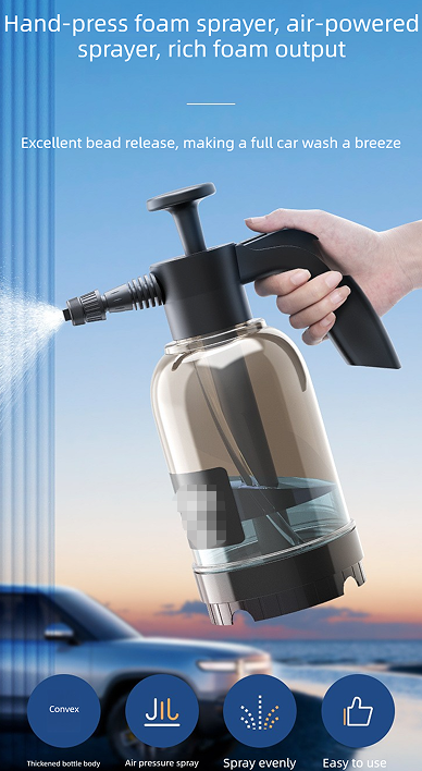 White 2L Handheld Car Wash Foam Sprayer Pump Action Pressure Cannon with 2 Nozzles for Auto Detailing and Garden Watering Heavy Duty 55 Degree Fan Spray - Product image 3