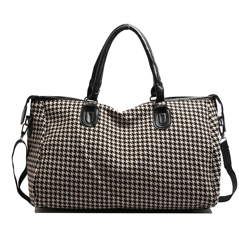 Black Large Capacity Knitted Travel Bag with Shoe-Zone - Weekend Overnight & Carry-on Gym Bag - Main product image