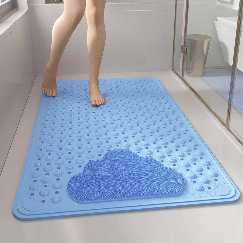 2-Pack Blue Eco-Friendly Bath Mat with Massage Points - Anti-Slip Suction Cup Safety Bathroom Rug (M Size 75.5X44x2 CM) - Main product image