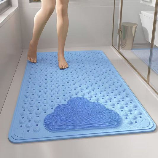 2-Pack Blue Eco-Friendly Bath Mat with Massage Points - Anti-Slip Suction Cup Safety Bathroom Rug (M Size 75.5X44x2 CM) - Main product image