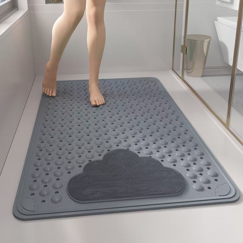2-Pack Grey Eco-Friendly Bath Mat with Massage Points - Anti-Slip Suction Cup Safety Bathroom Rug (M Size 75.5X44x2 CM) - Main product image