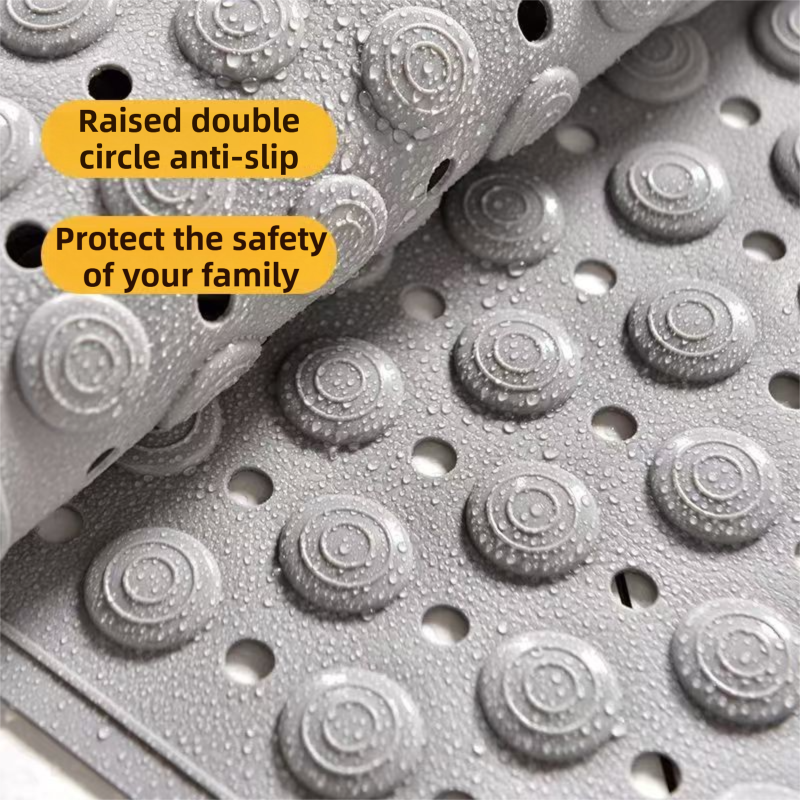 2-Pack Grey Eco-Friendly Bath Mat with Massage Points - Anti-Slip Suction Cup Safety Bathroom Rug (M Size 75.5X44x2 CM) - Product image 3