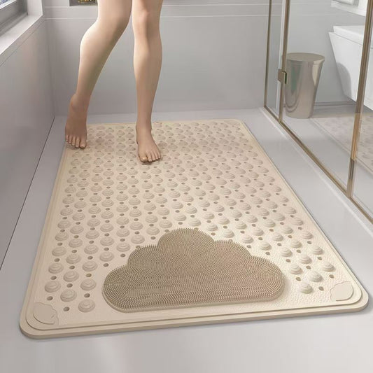 2-Pack Khaki Eco-Friendly Bath Mat with Massage Points - Anti-Slip Suction Cup Safety Bathroom Rug (M Size 75.5X44x2 CM) - Main product image