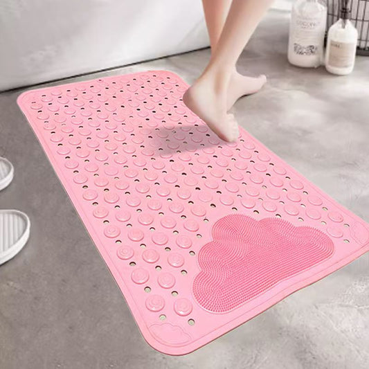 2-Pack Pink Eco-Friendly Bath Mat with Massage Points - Anti-Slip Suction Cup Safety Bathroom Rug (M Size 75.5X44x2 CM) - Main product image